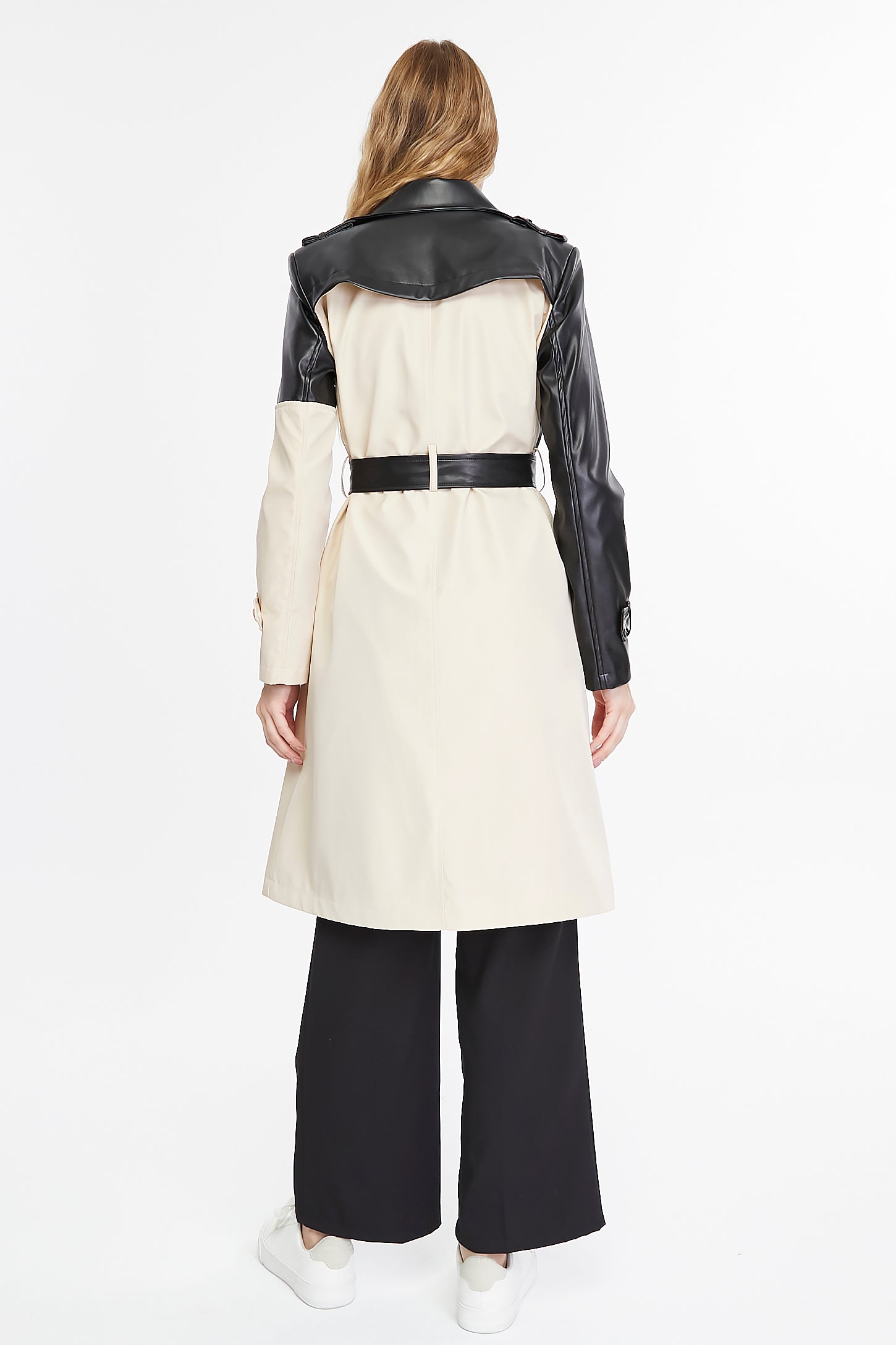 Asymmetric Colorblocking Trenchcoat