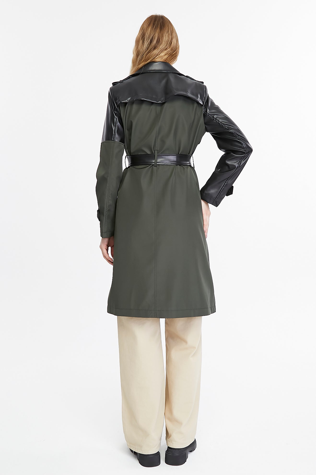 Asymmetric Colorblocking Trenchcoat