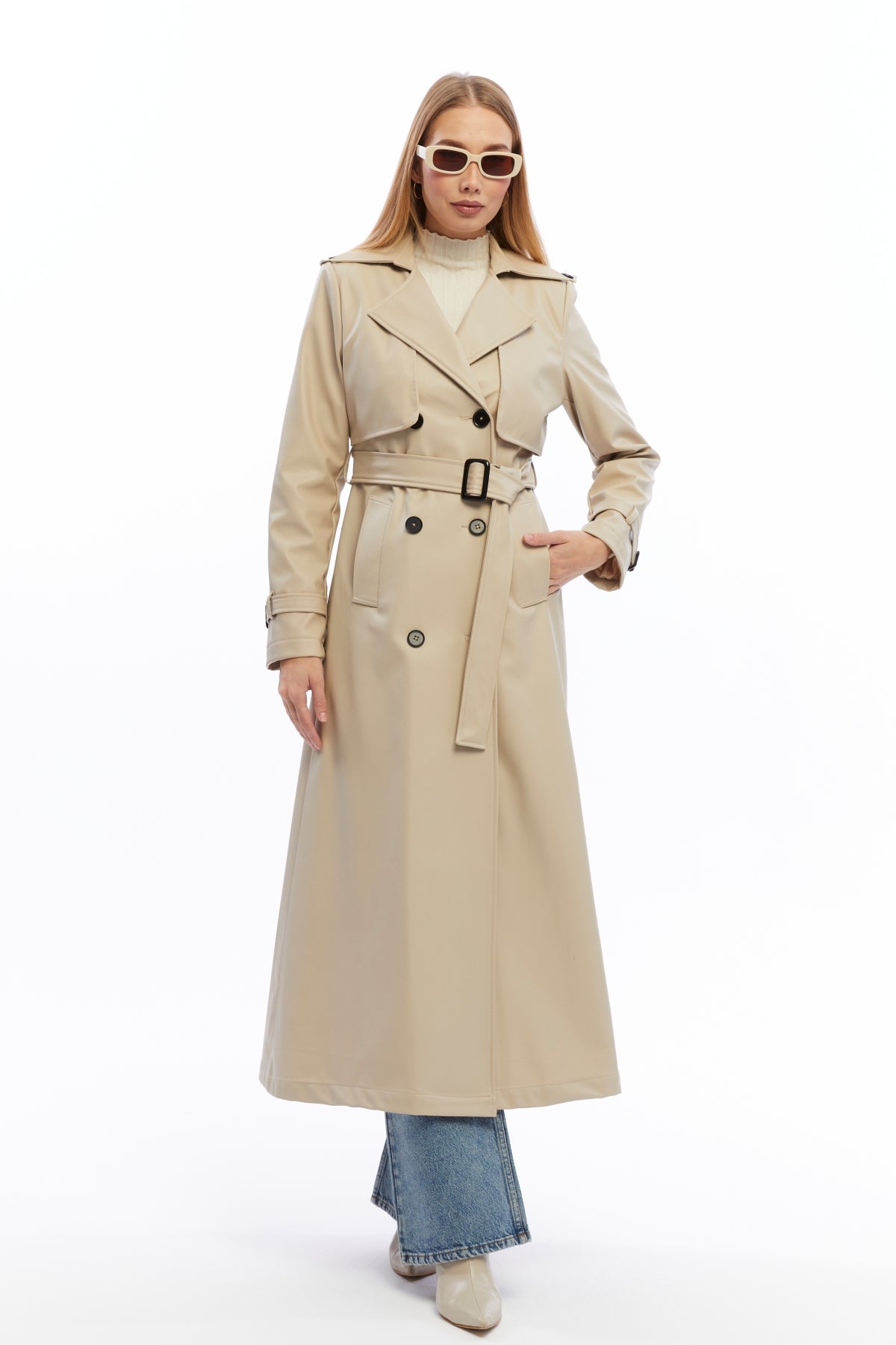 Ledermantel Trenchcoat Klassisch