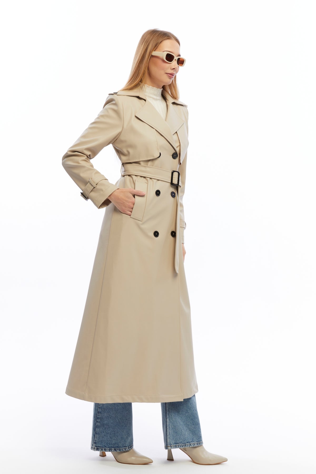 Ledermantel Trenchcoat Klassisch