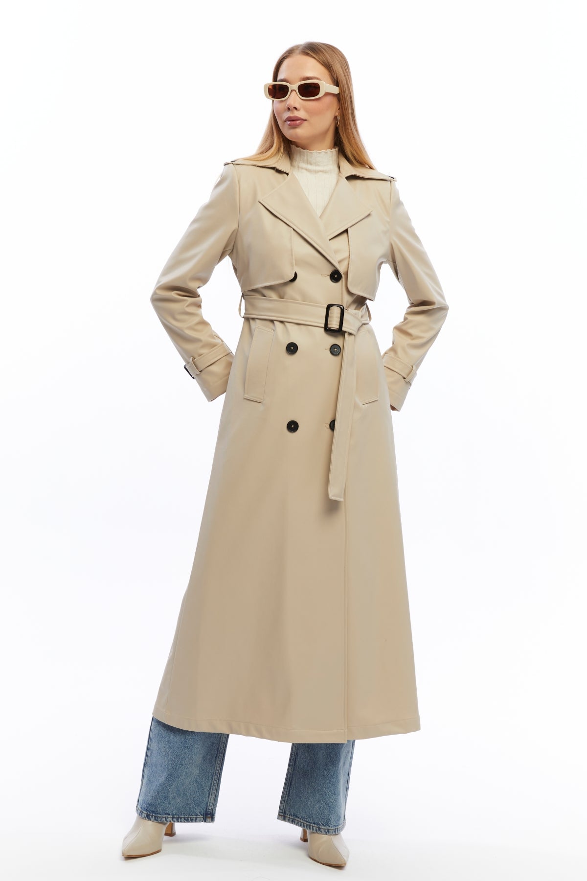 Ledermantel Trenchcoat Klassisch