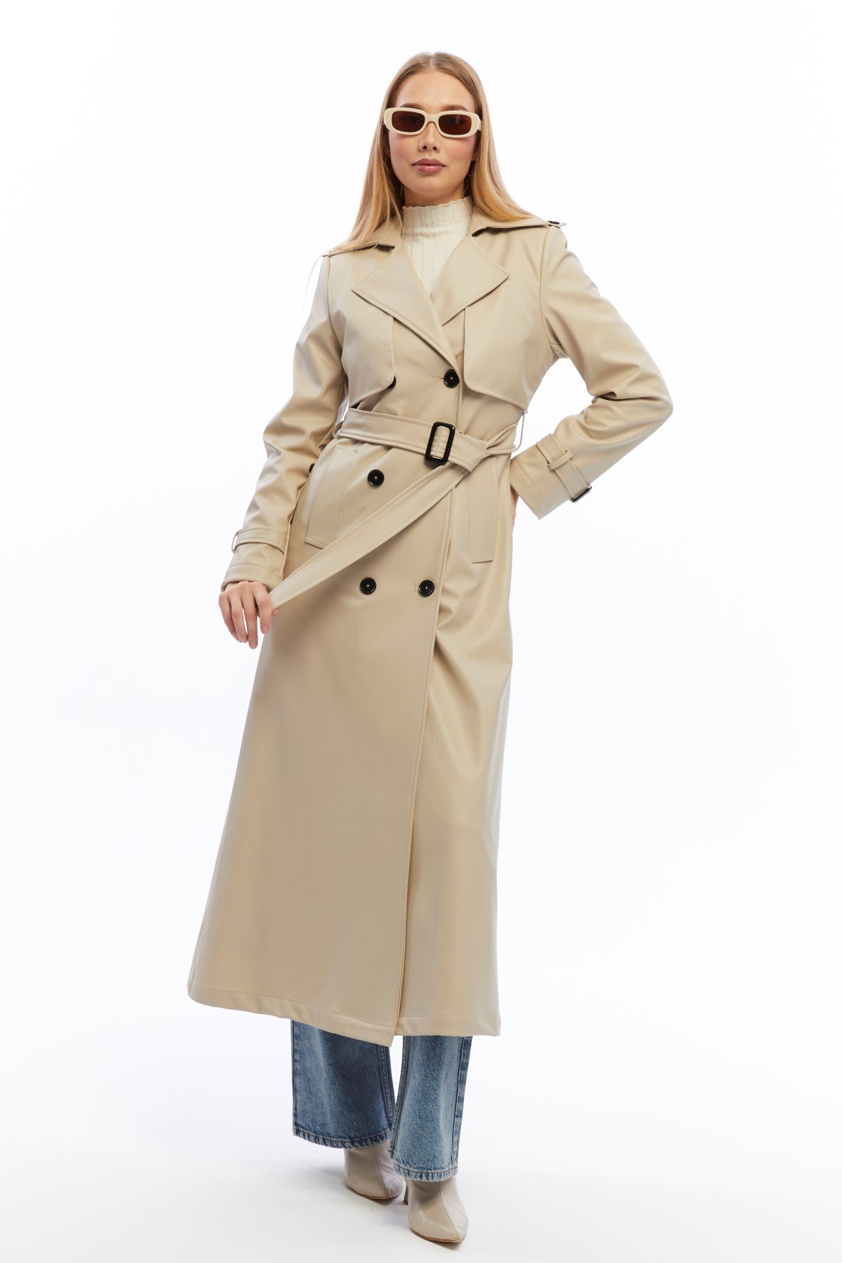 Ledermantel Trenchcoat Klassisch