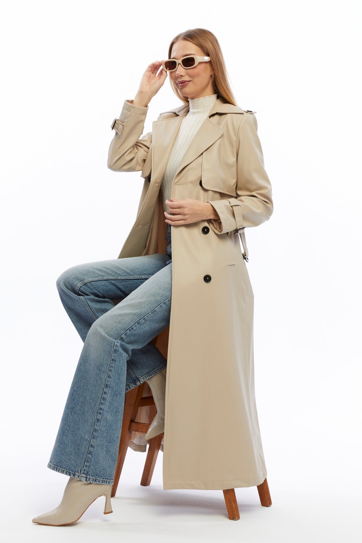 Ledermantel Trenchcoat Klassisch