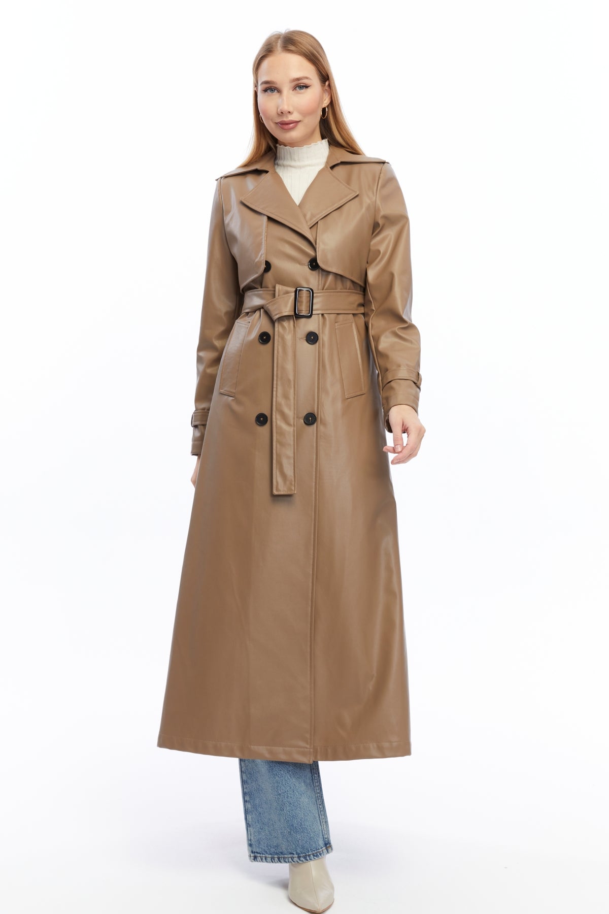 Ledermantel Trenchcoat Klassisch