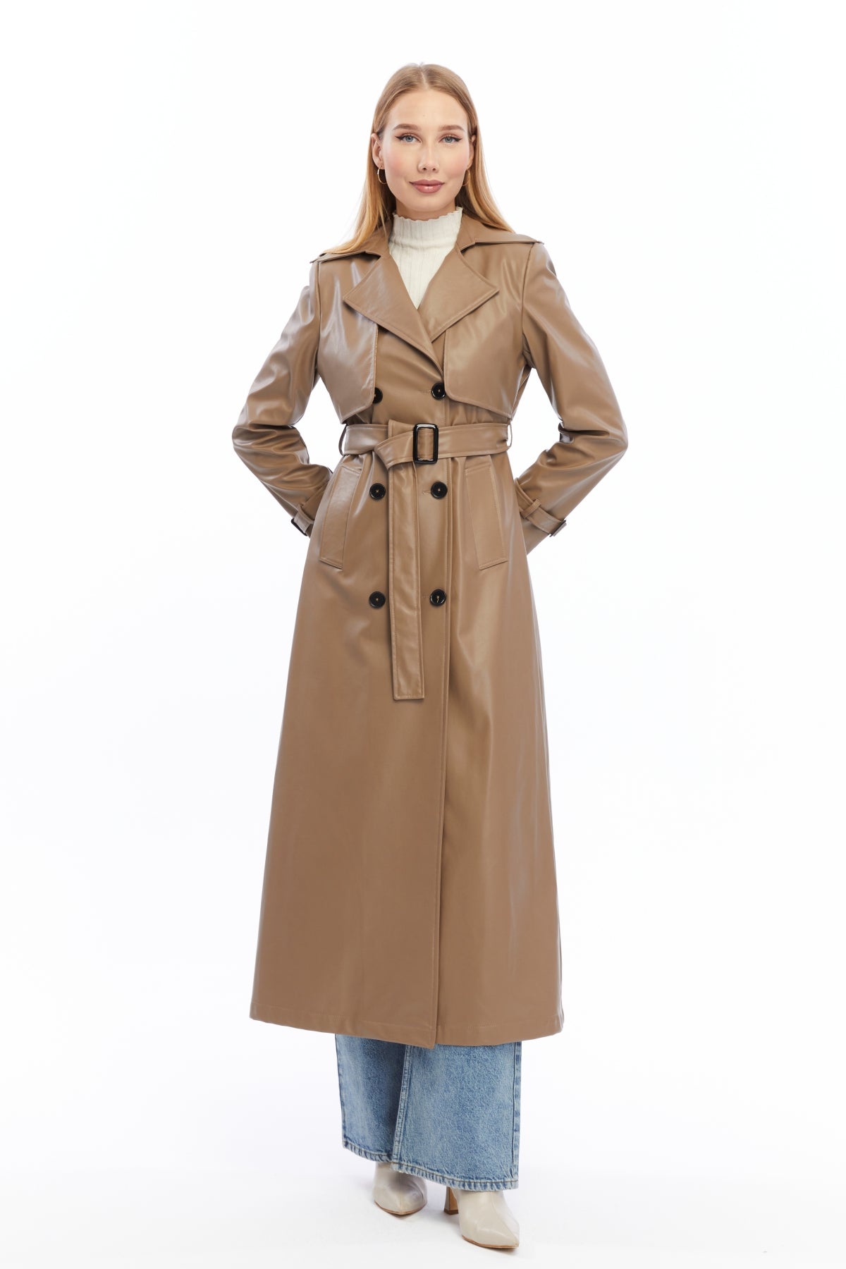 Ledermantel Trenchcoat Klassisch