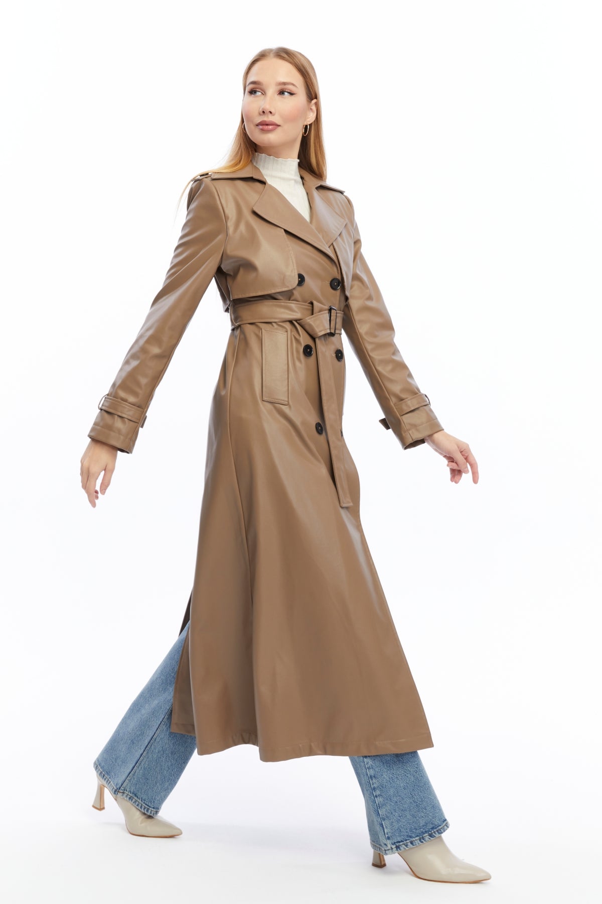Ledermantel Trenchcoat Klassisch