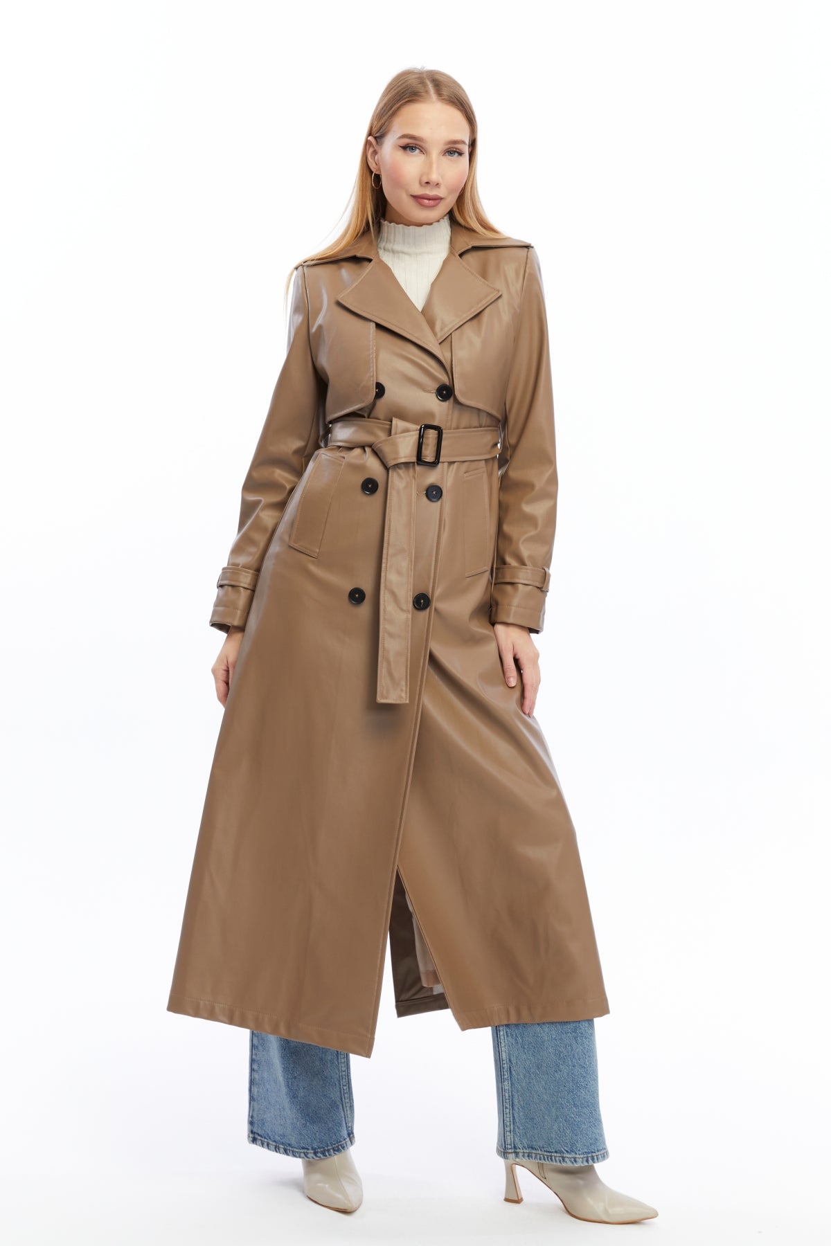 Ledermantel Trenchcoat Klassisch
