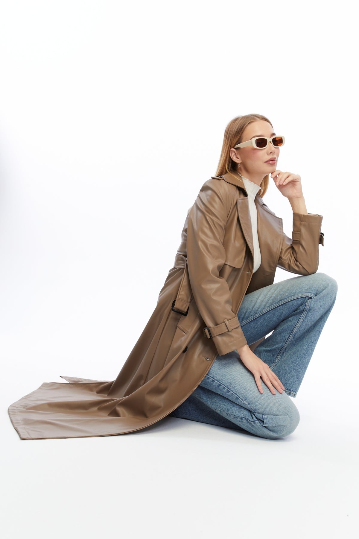 Ledermantel Trenchcoat Klassisch