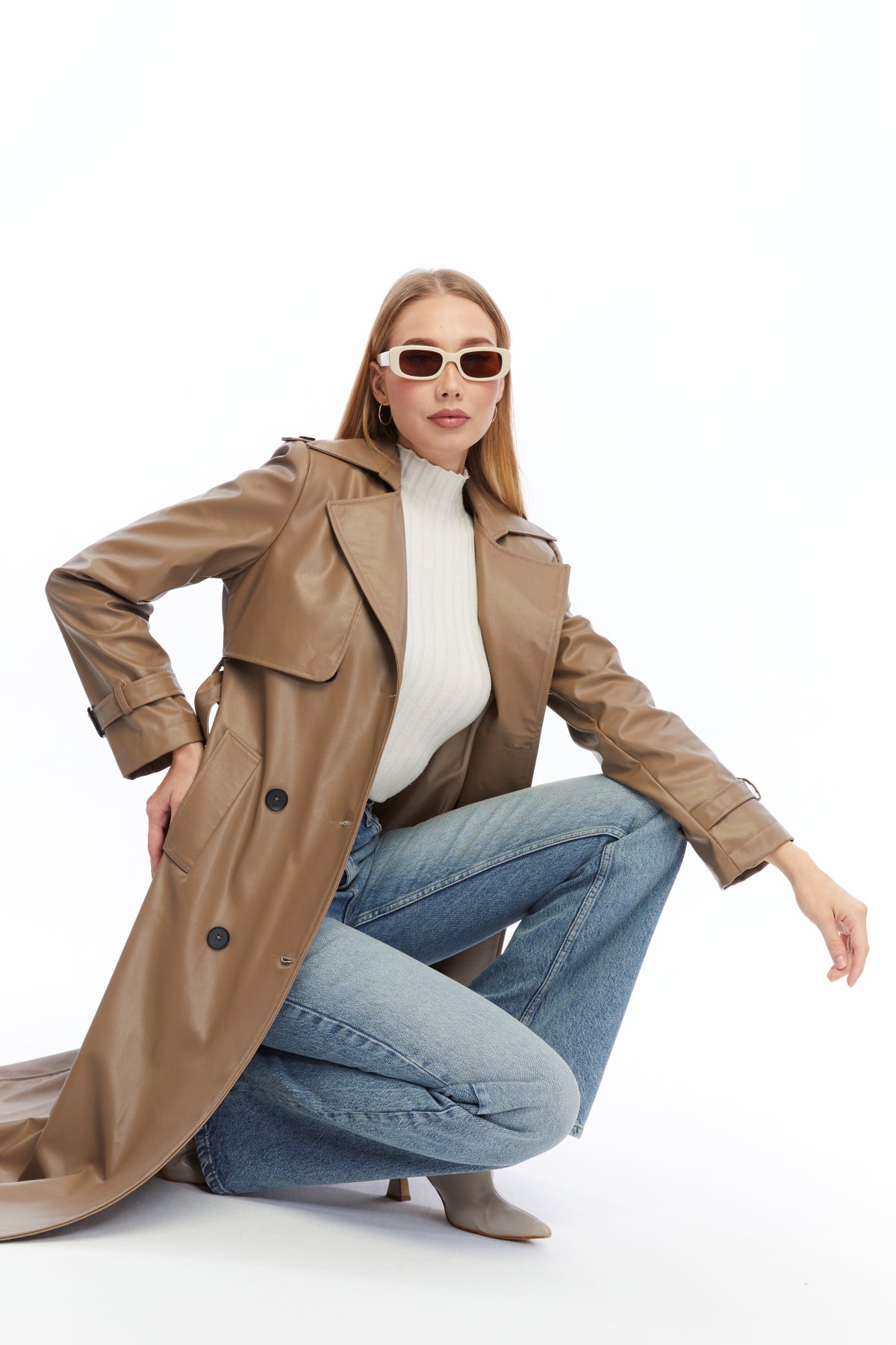 Ledermantel Trenchcoat Klassisch