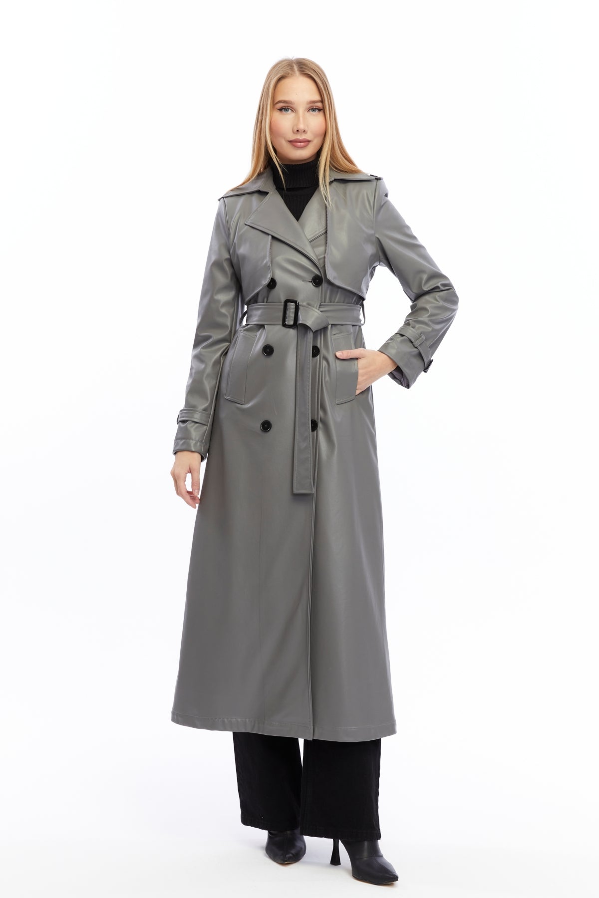 Ledermantel Trenchcoat Klassisch