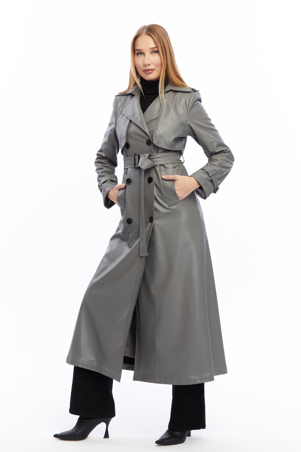 Ledermantel Trenchcoat Klassisch