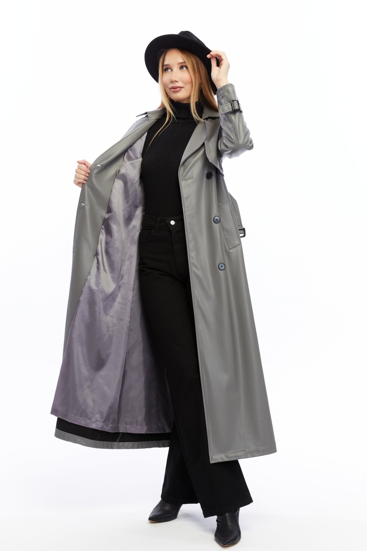 Ledermantel Trenchcoat Klassisch