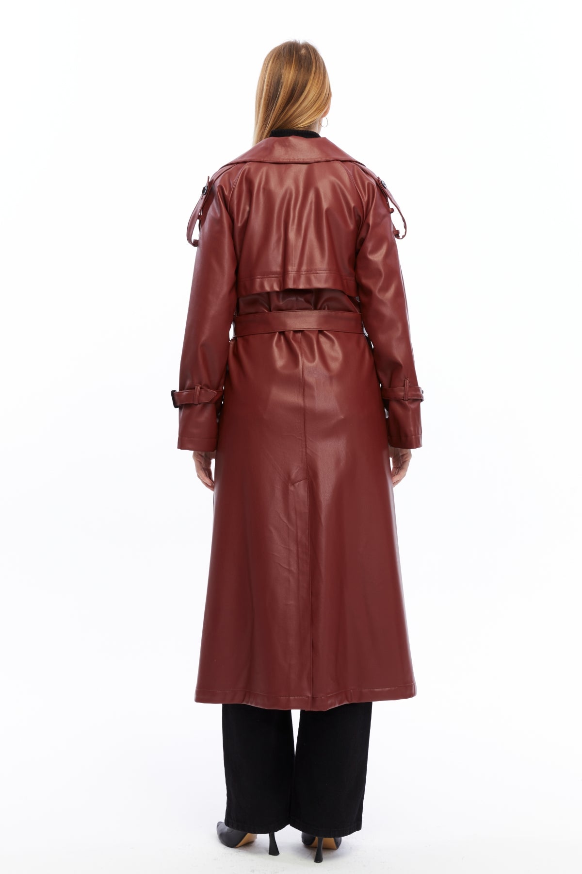 Military Leder-Trenchcoat