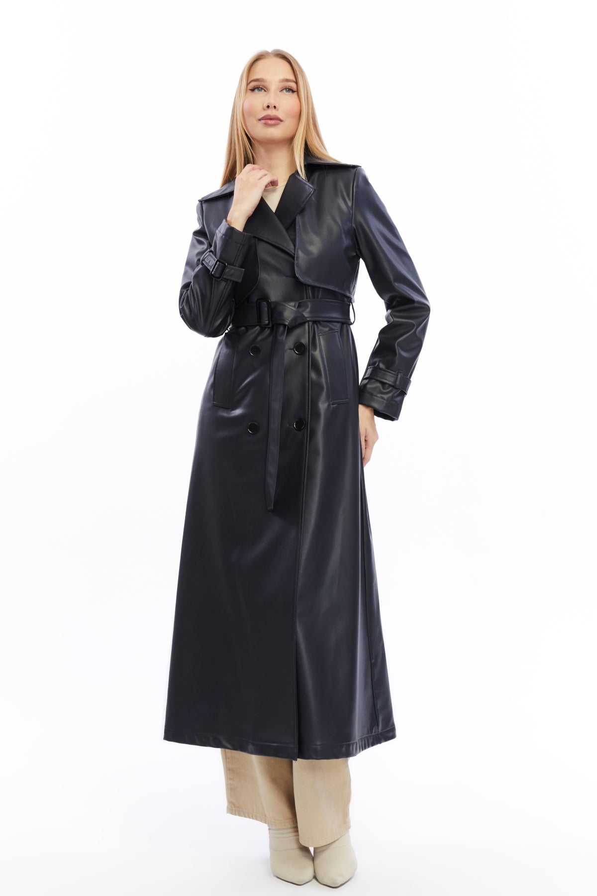 Ledermantel Trenchcoat Klassisch