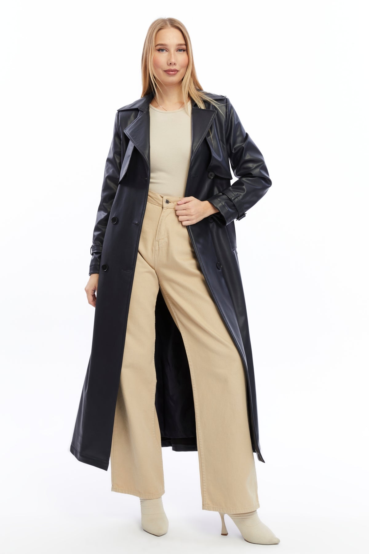 Ledermantel Trenchcoat Klassisch