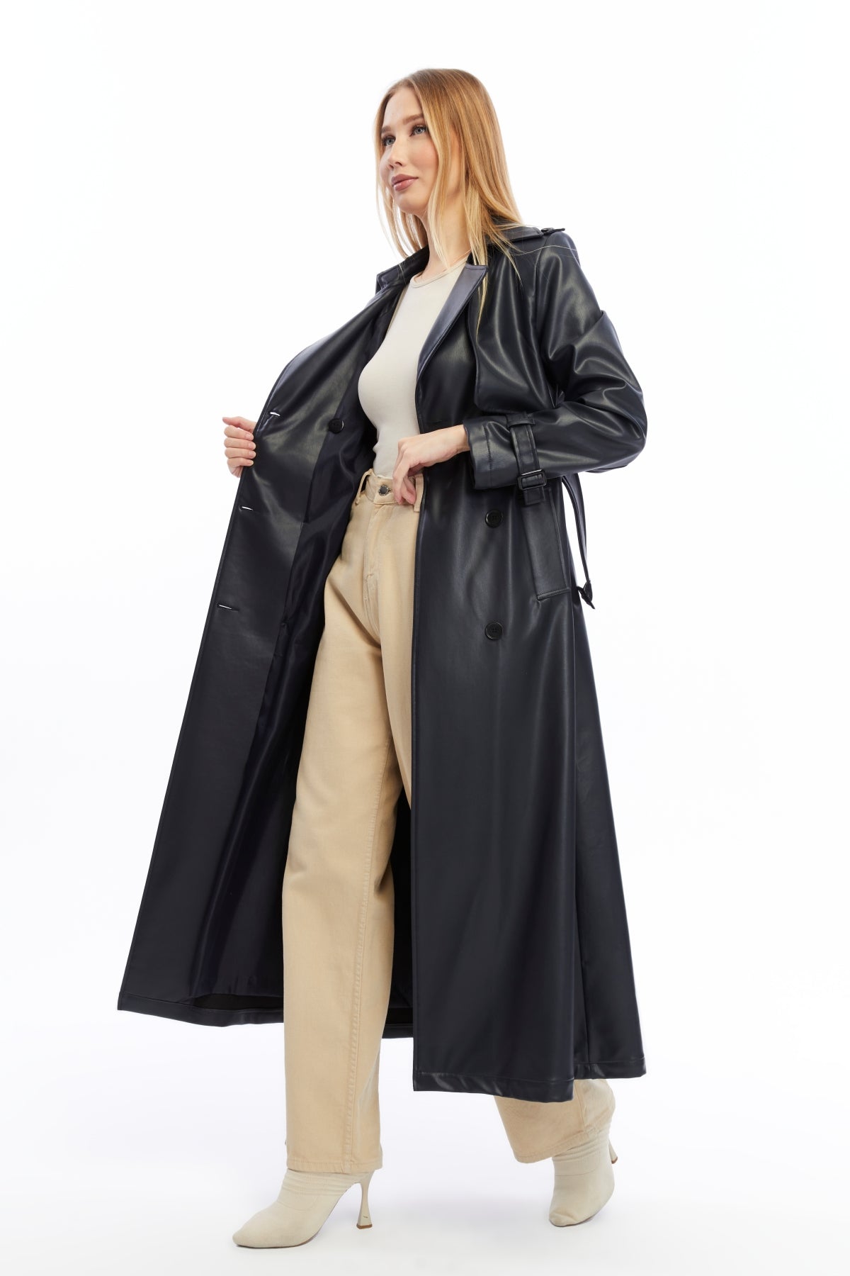 Ledermantel Trenchcoat Klassisch