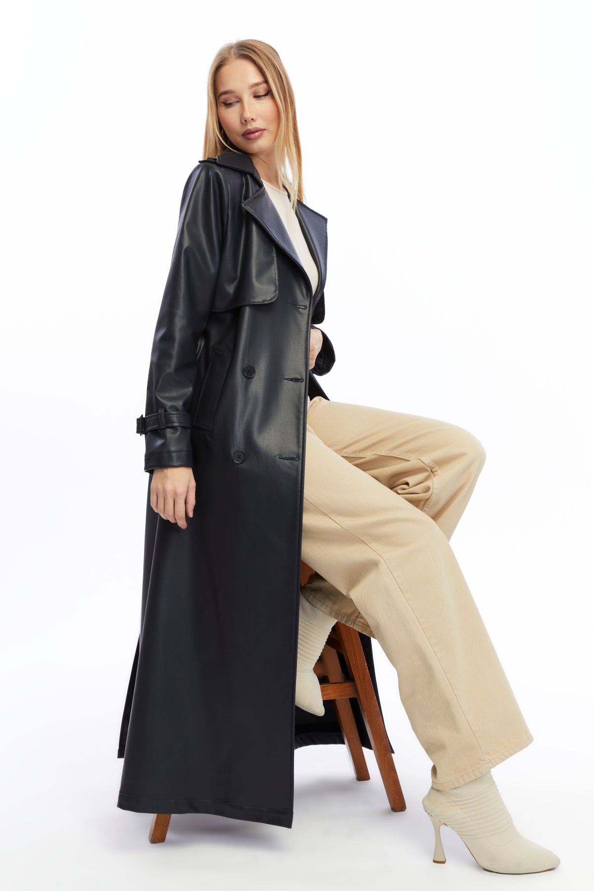 Ledermantel Trenchcoat Klassisch