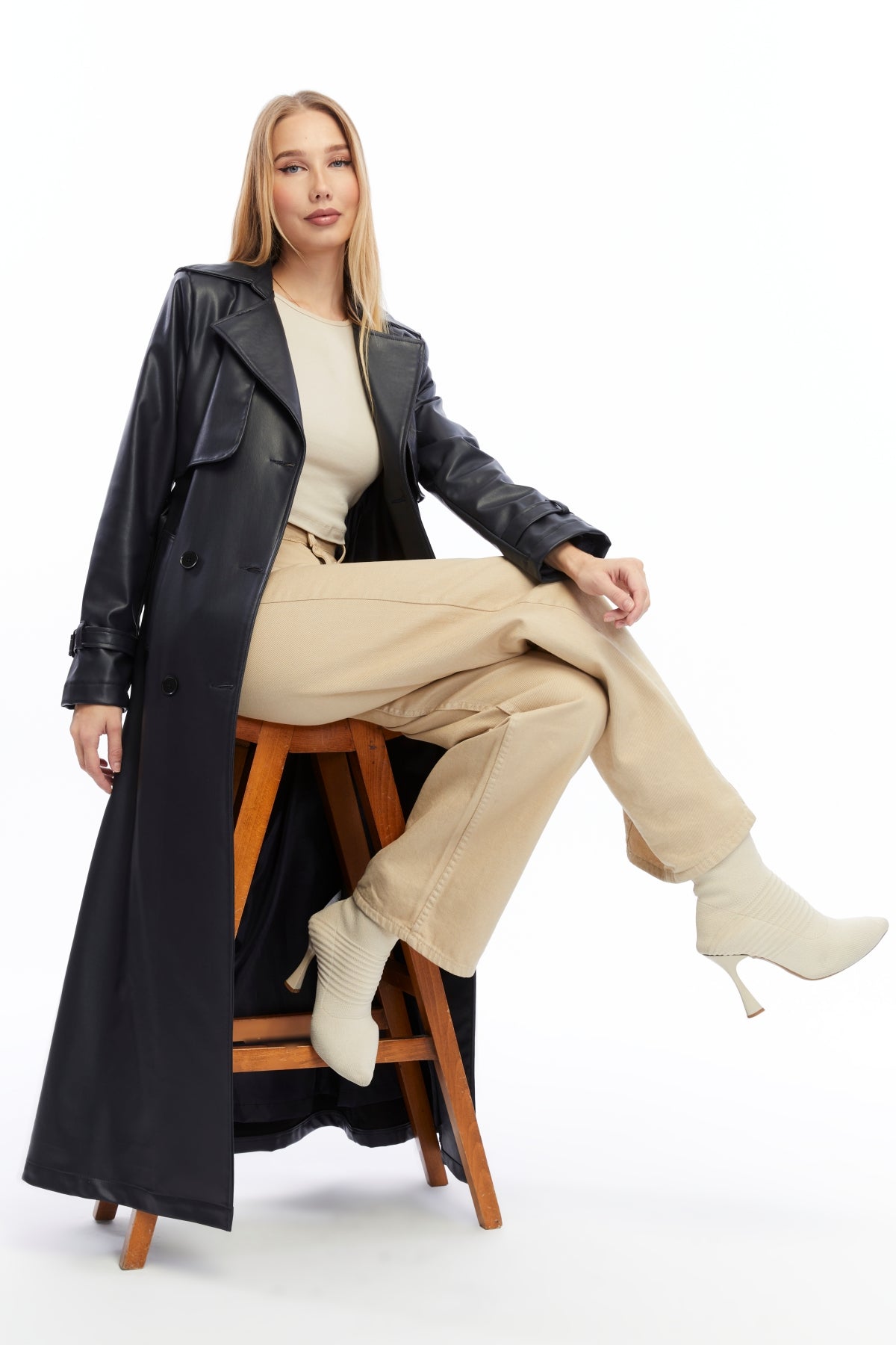 Ledermantel Trenchcoat Klassisch