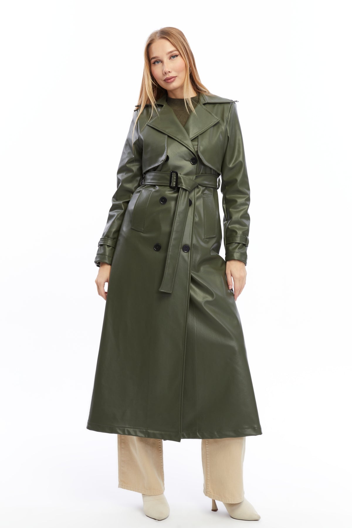 Ledermantel Trenchcoat Klassisch