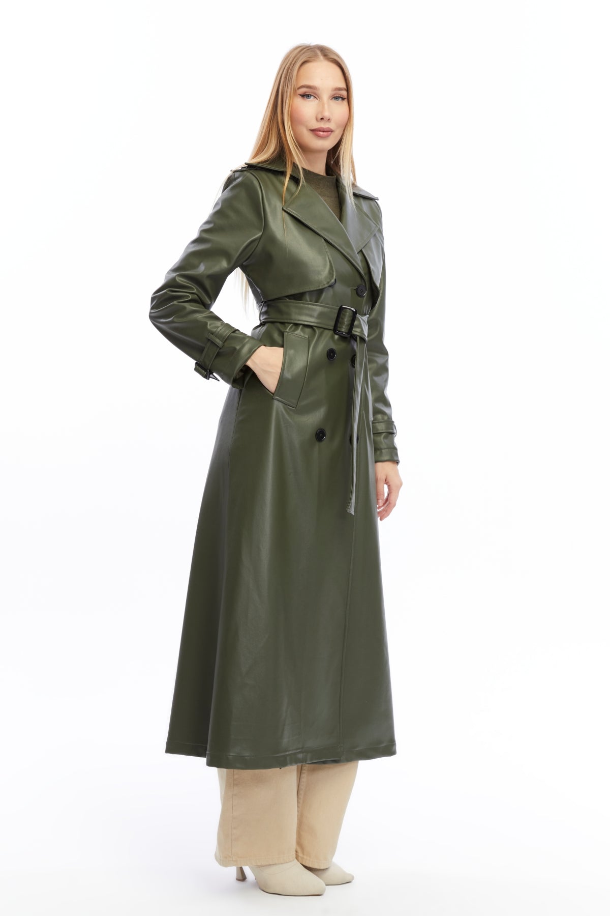 Ledermantel Trenchcoat Klassisch