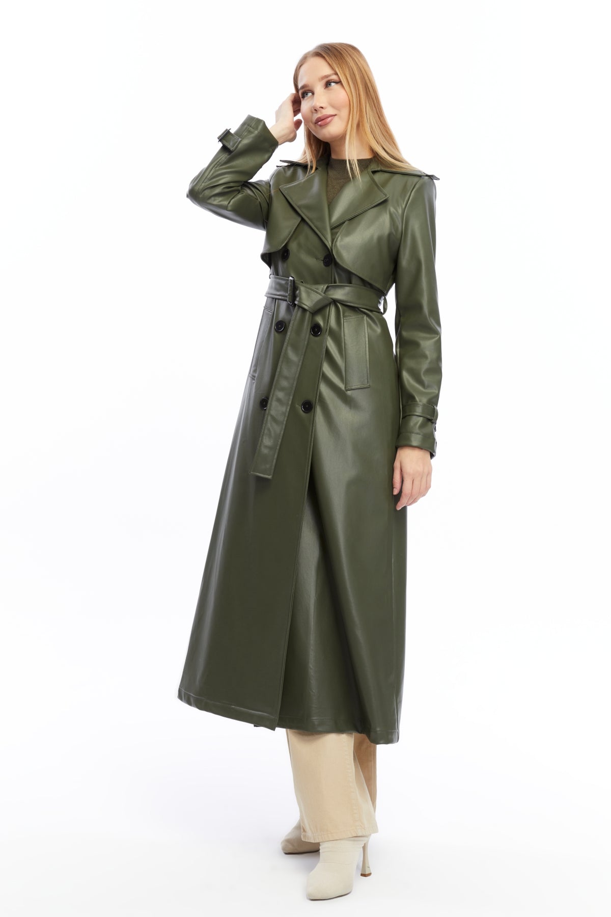 Ledermantel Trenchcoat Klassisch
