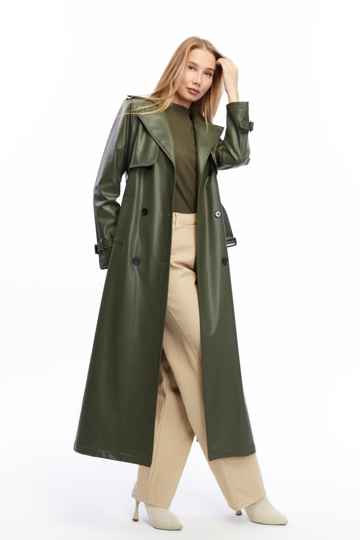 Ledermantel Trenchcoat Klassisch