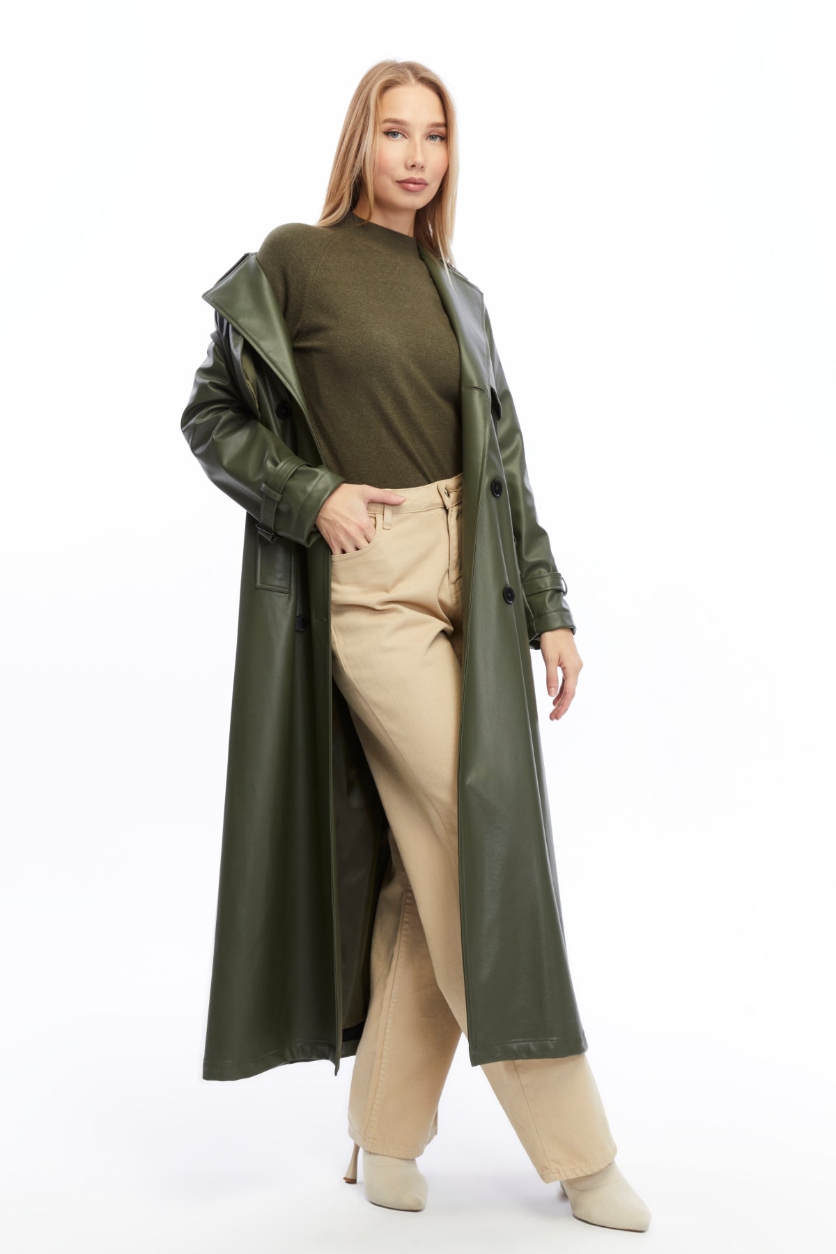 Ledermantel Trenchcoat Klassisch