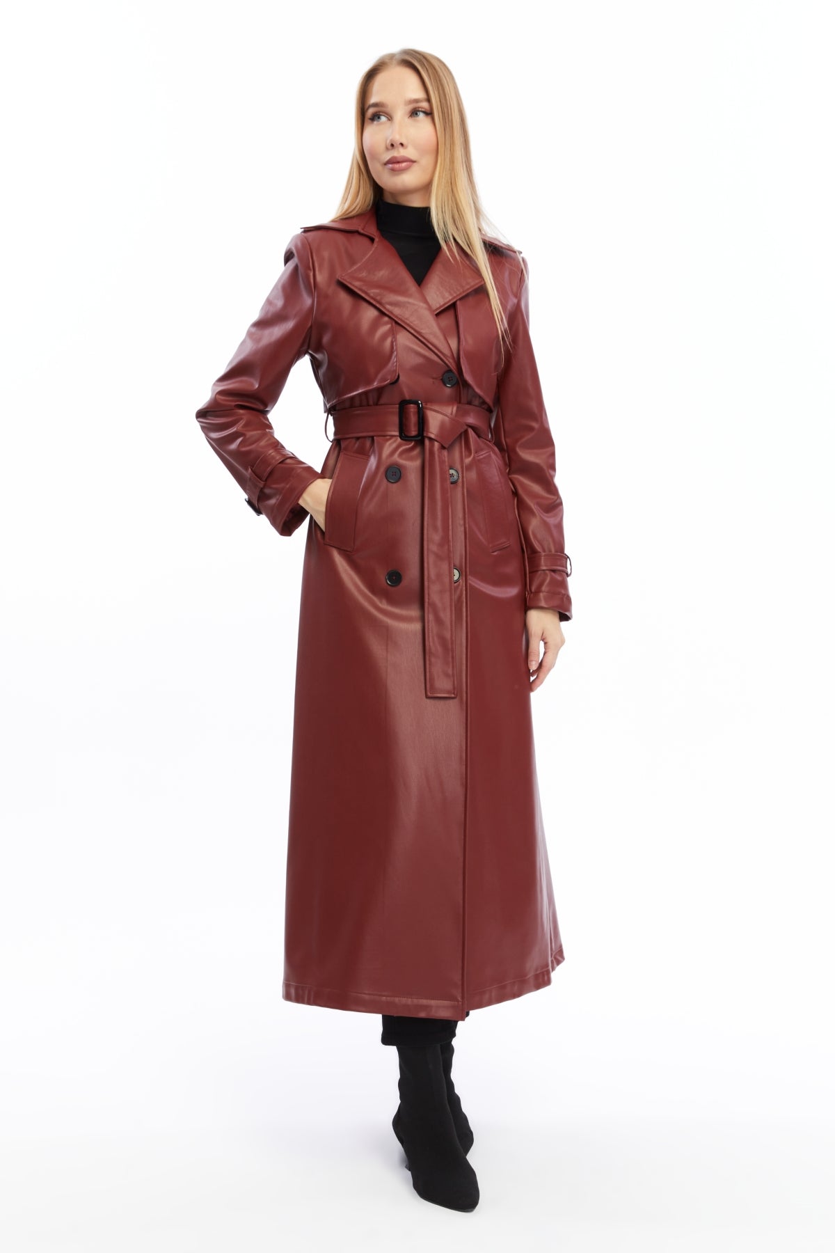 Ledermantel Trenchcoat Klassisch