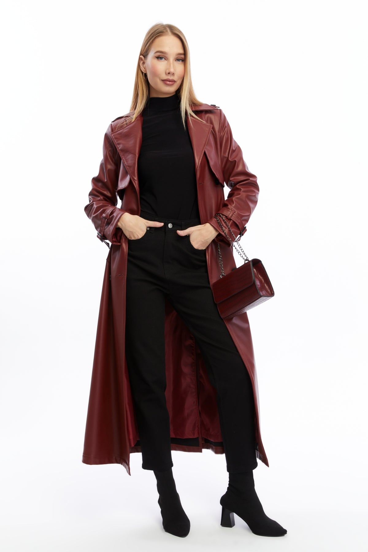 Ledermantel Trenchcoat Klassisch