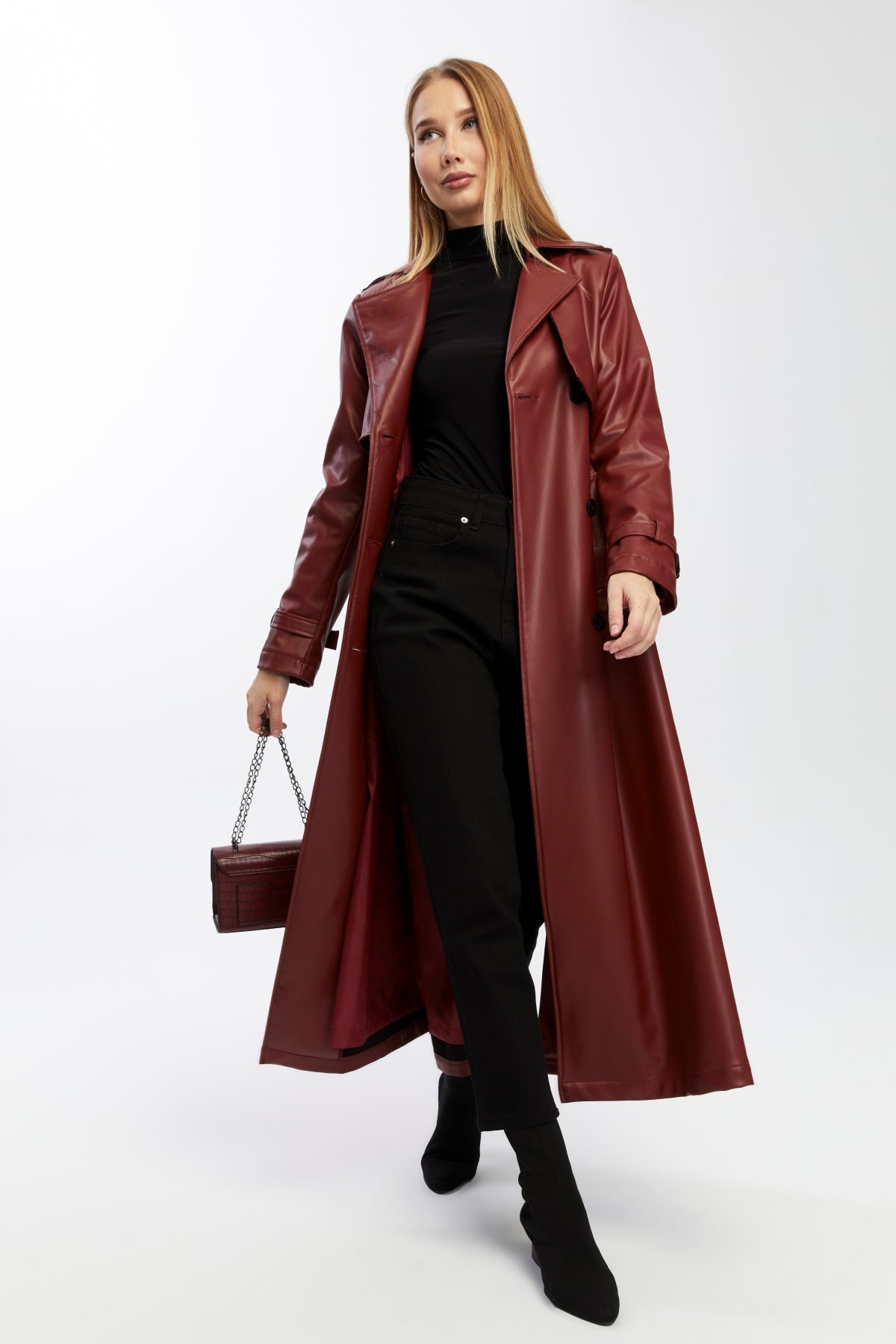 Ledermantel Trenchcoat Klassisch