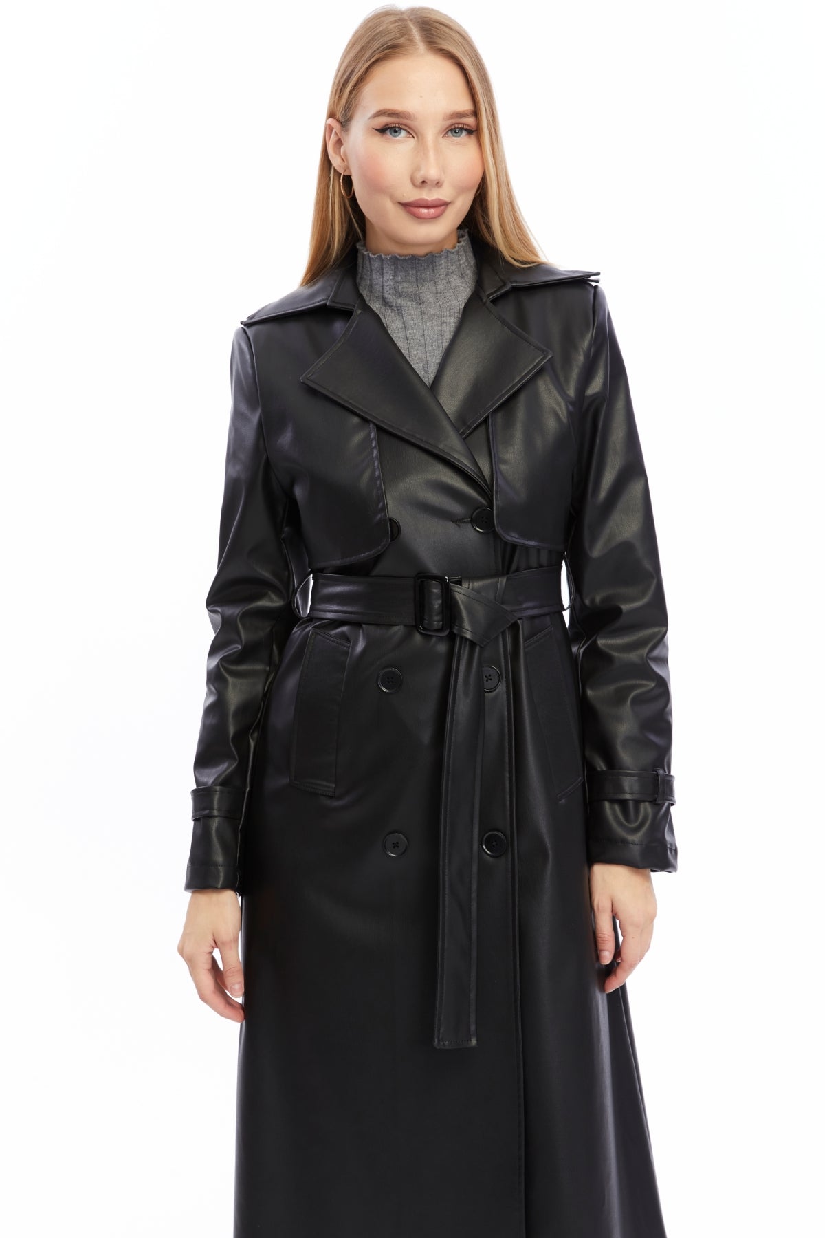 Ledermantel Trenchcoat Klassisch