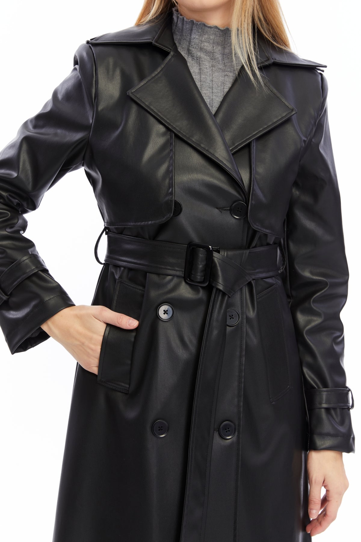 Ledermantel Trenchcoat Klassisch
