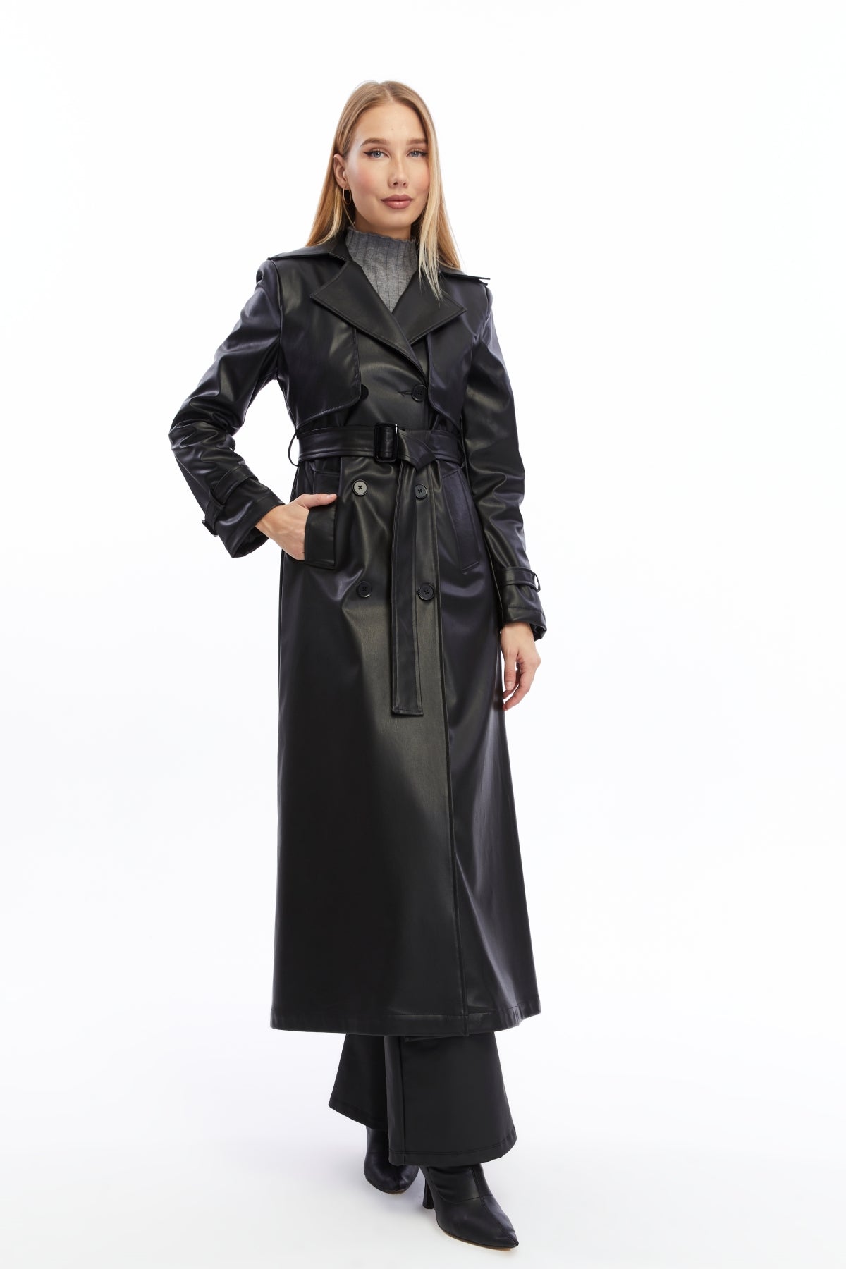 Ledermantel Trenchcoat Klassisch
