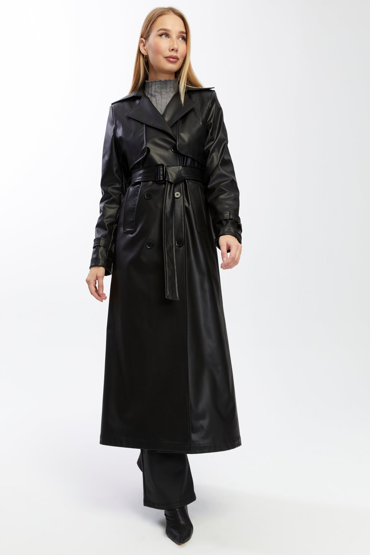 Ledermantel Trenchcoat Klassisch