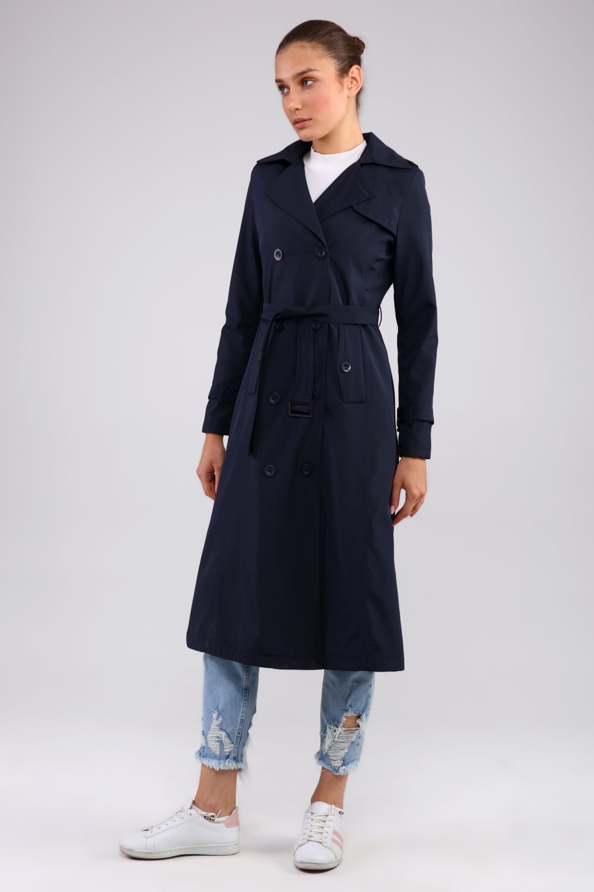 Trenchcoat mit Gürtel und Doppelreihe