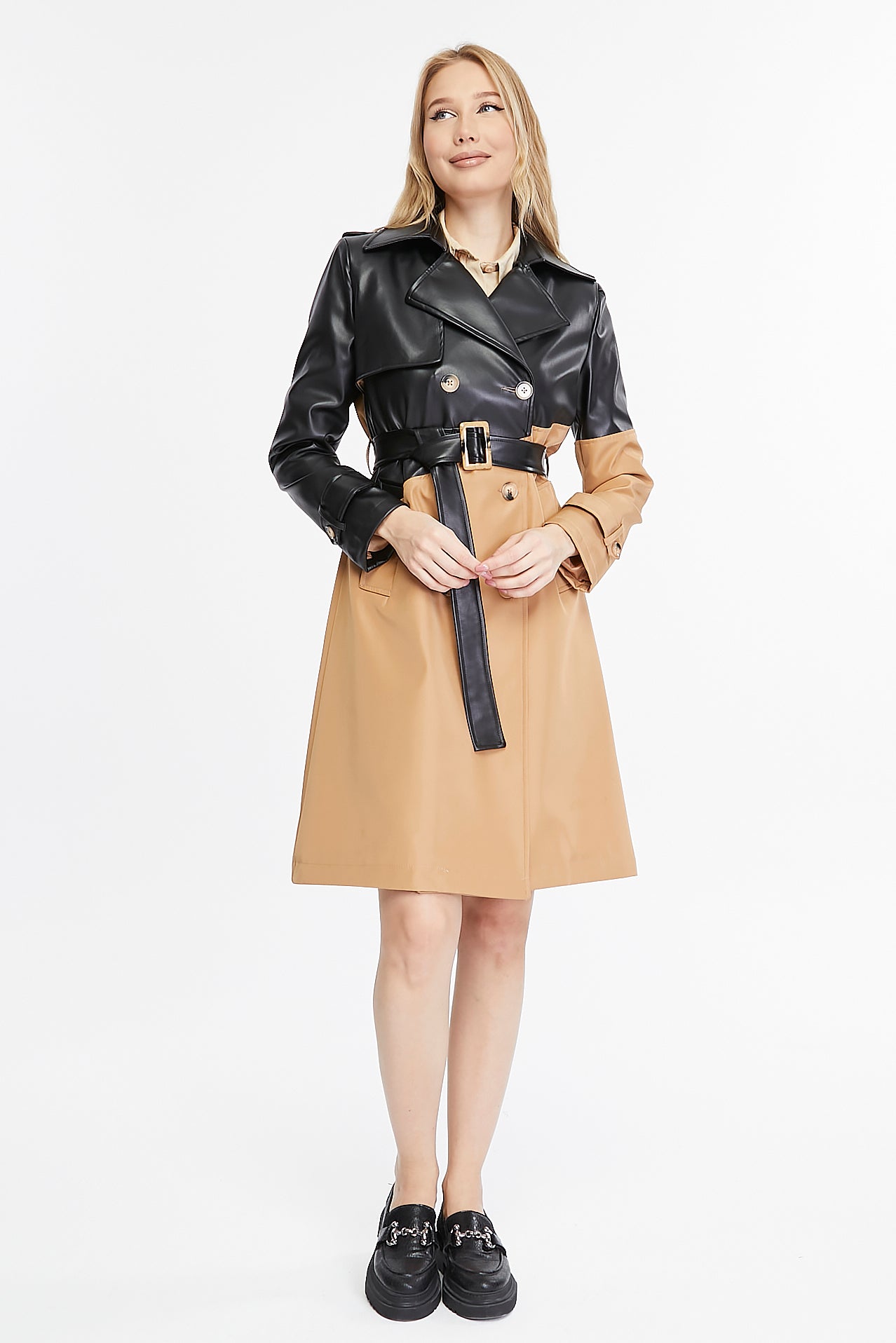 Asymmetric Colorblocking Trenchcoat