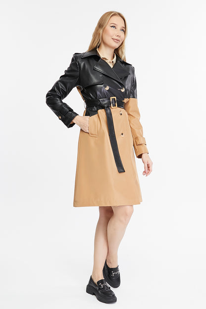 Asymmetric Colorblocking Trenchcoat