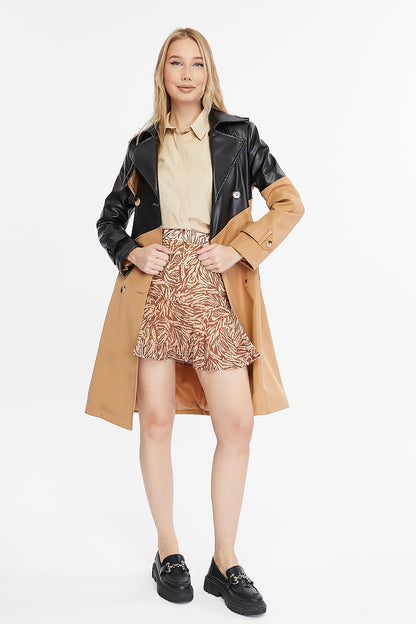 Asymmetric Colorblocking Trenchcoat