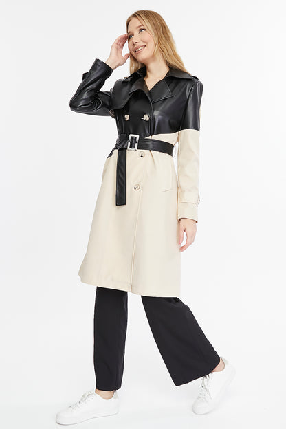 Asymmetric Colorblocking Trenchcoat