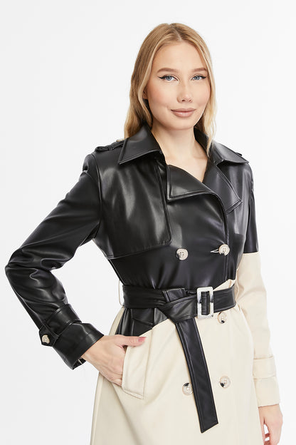 Asymmetric Colorblocking Trenchcoat