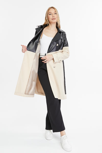 Asymmetric Colorblocking Trenchcoat