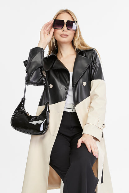 Asymmetric Colorblocking Trenchcoat
