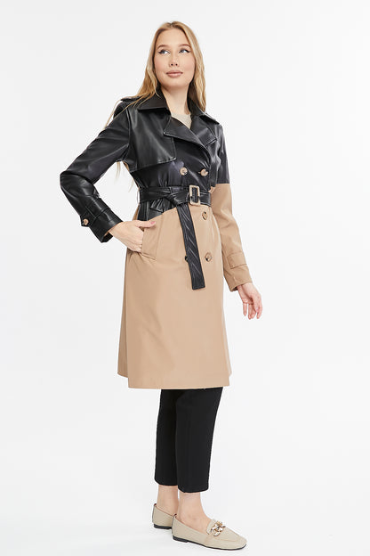 Asymmetric Colorblocking Trenchcoat