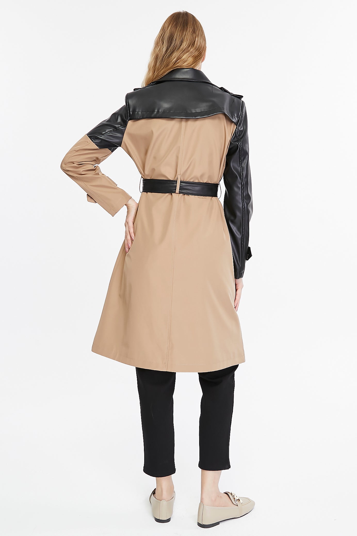 Asymmetric Colorblocking Trenchcoat