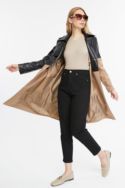 Asymmetric Colorblocking Trenchcoat