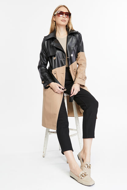 Asymmetric Colorblocking Trenchcoat