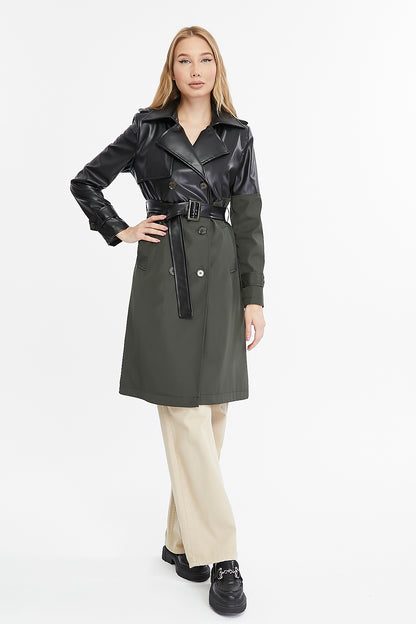 Asymmetric Colorblocking Trenchcoat