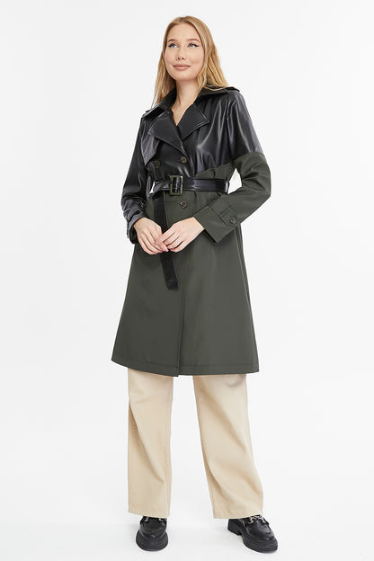 Asymmetric Colorblocking Trenchcoat