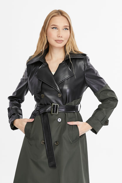 Asymmetric Colorblocking Trenchcoat