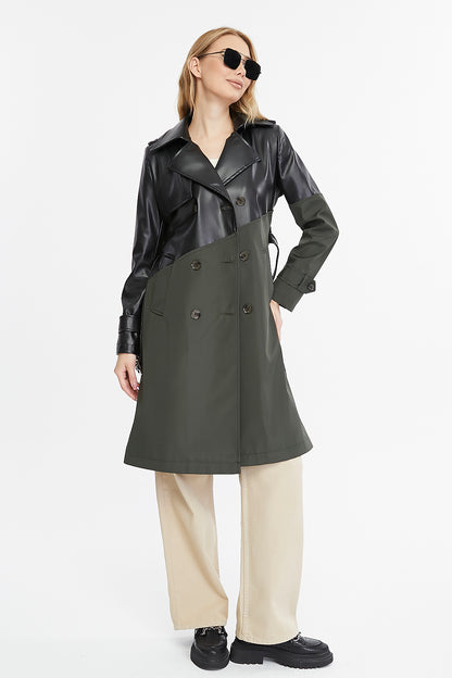 Asymmetric Colorblocking Trenchcoat